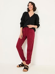 FatFace Lyme Burgundy Red Cuffed Joggers - Image 3 of 6