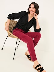 FatFace Lyme Burgundy Red Cuffed Joggers - Image 5 of 6