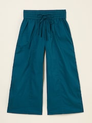 FatFace Aubrey Teal Blue Wide Leg Crop Trouser - Image 6 of 6
