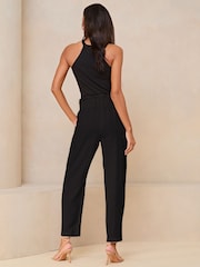 Schwarz - Lipsy Touch of Linen D-Ring Tapered Trousers - Bild 2 von 4