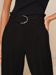 Schwarz - Lipsy Touch of Linen D-Ring Tapered Trousers - Bild 4 von 4