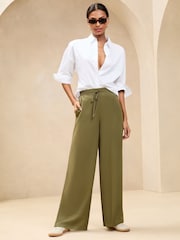 Lipsy Khaki Green Relaxed Wide Leg Trousers - Image 1 of 1