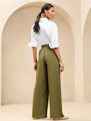 Lipsy Khaki Green Relaxed Wide Leg Trousers - Image 4 of 4