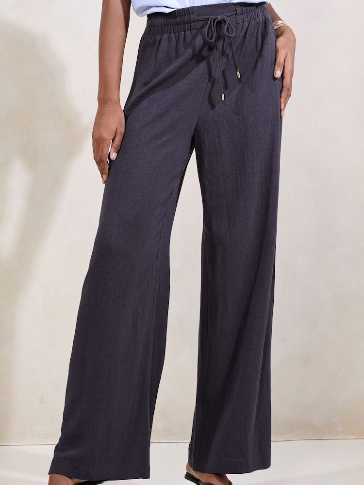 Lipsy Navy Wide Leg Trousers - Image 1 of 4
