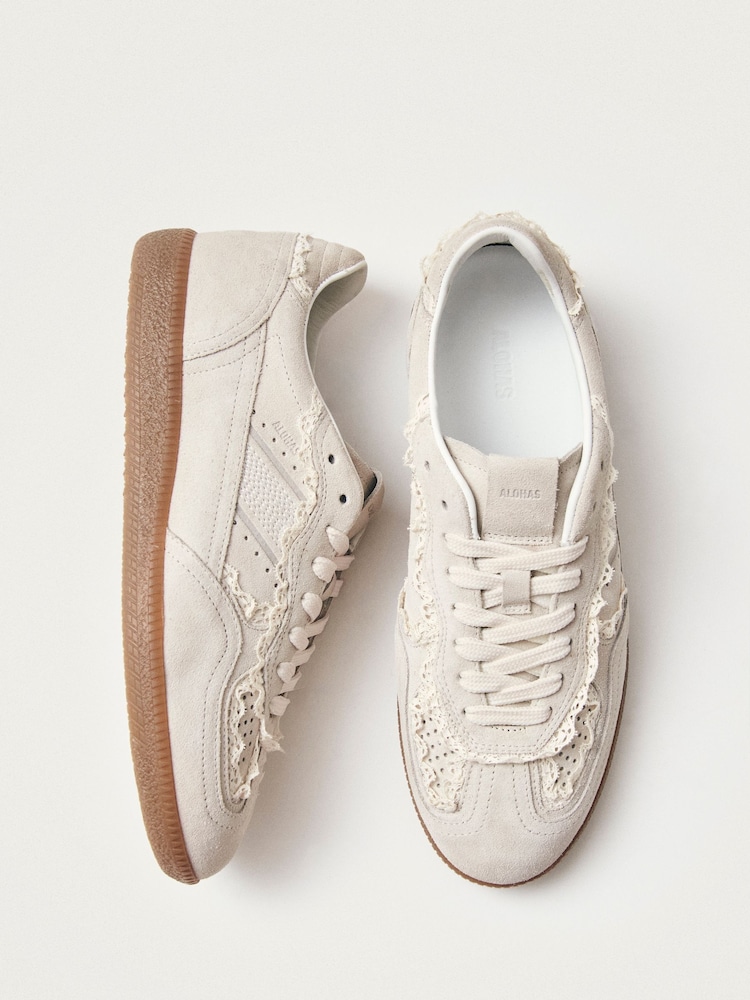 Alohas Cream Crochet Leather Trainers - Image 2 of 6