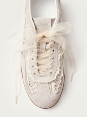 Alohas Cream Crochet Leather Trainers - Image 4 of 6