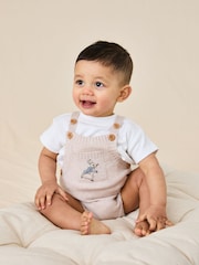 JoJo Maman Bébé Natural Peter Rabbit™  Knitted Dungarees - Image 2 of 6