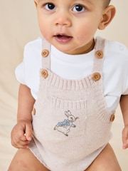 JoJo Maman Bébé Natural Peter Rabbit™  Knitted Dungarees - Image 3 of 6