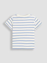 JoJo Maman Bébé Blue Dinosaur 2-Piece Appliqué T-Shirt & Short Set - Image 3 of 7