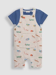 JoJo Maman Bébé Natural Bug Print Dungarees & T-Shirts Set 2 Piece - Image 1 of 6