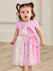 JoJo Maman Bébé Lilac Purple Unicorn Appliqué Tulle Party Dress - Image 1 of 7