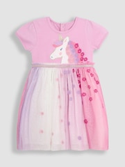 JoJo Maman Bébé Lilac Purple Unicorn Appliqué Tulle Party Dress - Image 5 of 7