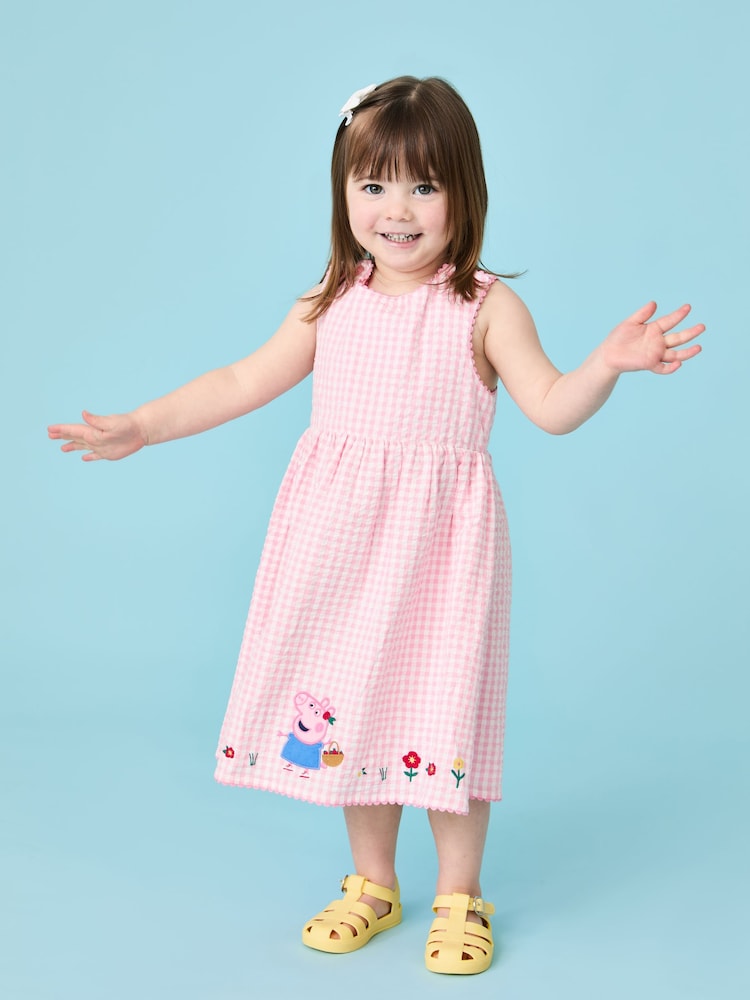 Vestido con espalda cruzada de cuadros con apliques de Peppa Pig de Jojo Maman Bébé - Imagen 2 de 7 Vestido con espalda cruzada de cuadros con apliques de Peppa Pig de Jojo Maman Bébé - Imagen 2 de 7