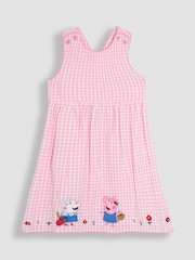 Jojo Maman Bébé Pink Peppa Pig Applique Gingham Cross Back Dress - Image 5 of 7