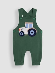 JoJo Maman Bébé Khaki Tractor 2-Piece Appliqué Dungarees & T-Shirt Set - Image 3 of 6