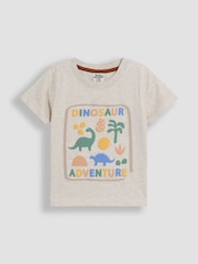 JoJo Maman Bébé Natural 2-Piece Dinosaur Puff Print T-Shirt & Short Set - Image 2 of 6