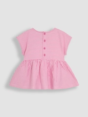 JoJo Maman Bébé Pink Stripe 2-Piece Peppa Pig Appliqué T-Shirt & Shorts Set - Image 3 of 5