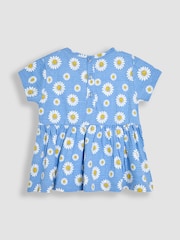 JoJo Maman Bébé Blue Sunflower Floral Print Drop Shoulder T-Shirts 2 Pack - Image 3 of 7