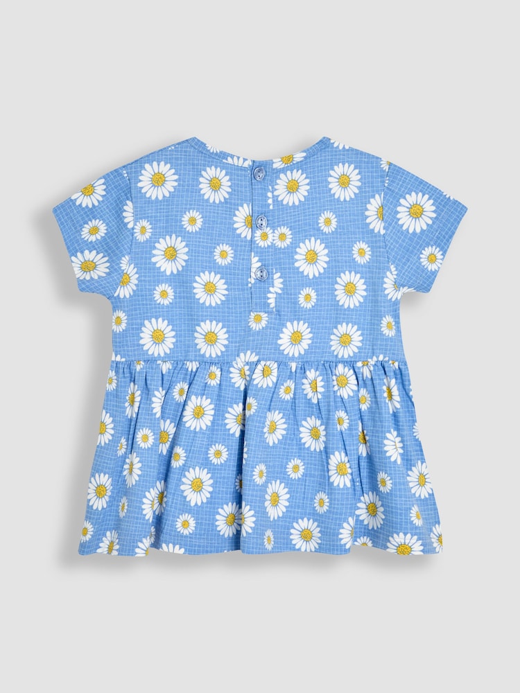 JoJo Maman Bébé Blue Sunflower Floral Print Drop Shoulder T-Shirts 2 Pack - Image 3 of 7