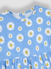 JoJo Maman Bébé Blue Sunflower Floral Print Drop Shoulder T-Shirts 2 Pack - Image 6 of 7