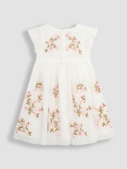 JoJo Maman Bébé Cream Floral Embroidered Tulle Party Dress - Image 2 of 3