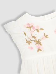 JoJo Maman Bébé Cream Floral Embroidered Tulle Party Dress - Image 3 of 3