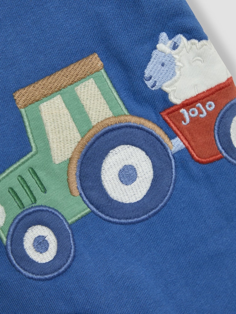 JoJo Maman Bébé Denim Tractor 2-Piece Appliqué Dungarees & T-Shirt Set - Image 7 of 7