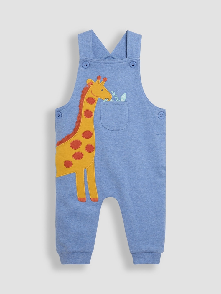 JoJo Maman Bébé Blue Giraffe 2-Piece Zebra Appliqué Dungarees & Rib T-Shirt Set - Image 2 of 7 JoJo Maman Bébé Blue Giraffe 2-Piece Zebra Appliqué Dungarees & Rib T-Shirt Set - Image 2 of 7