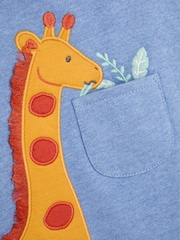 JoJo Maman Bébé Blue Giraffe 2-Piece Appliqué Dungarees & T-Shirt Set - Image 7 of 7