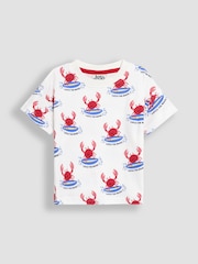 JoJo Maman Bébé Ecru Crab 2-Piece Printed T-Shirt & Short Set - Image 2 of 6