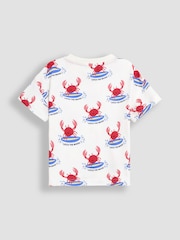 JoJo Maman Bébé Ecru Crab 2-Piece Printed T-Shirt & Short Set - Image 3 of 6
