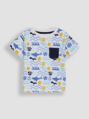 JoJo Maman Bébé Navy Ocean 2-Piece Printed T-Shirt & Short Set - Image 2 of 6