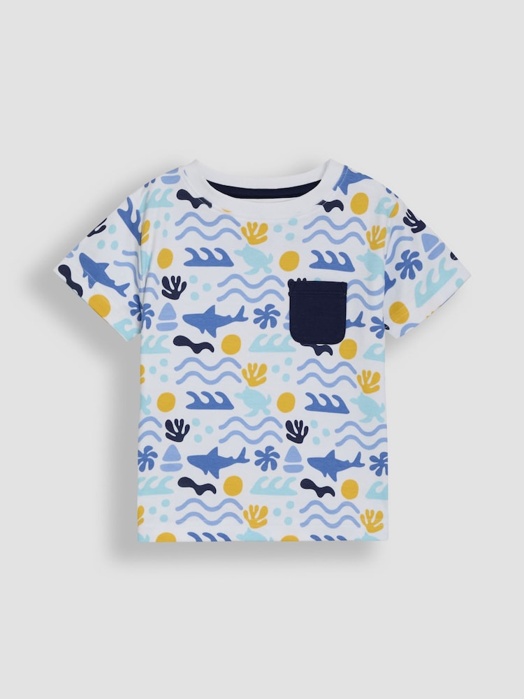 JoJo Maman Bébé Navy Ocean 2-Piece Printed T-Shirt & Short Set - Image 2 of 6