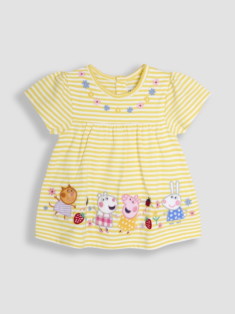 JoJo Maman Bébé 100% Cotton 2-Piece Peppa Pig Embroidered Top & Chambray Shorts Set - Image 2 of 6