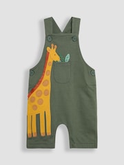JoJo Maman Bébé Khaki Giraffe 2-Piece Appliqué Dungarees & T-Shirt Set - Image 2 of 7