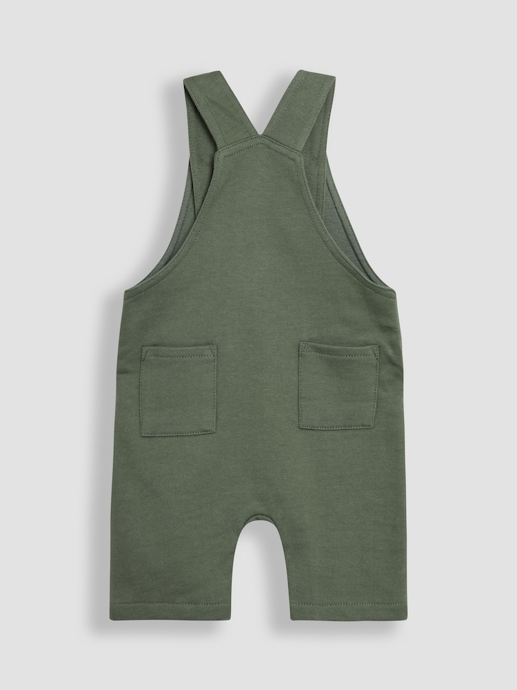 JoJo Maman Bébé Khaki Giraffe 2-Piece Appliqué Dungarees & T-Shirt Set - Image 3 of 7