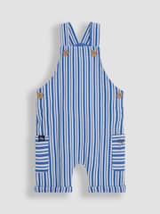 Jojo Maman Bébé Blue 3-Piece Stripe Dungarees & T-Shirt Set with Hat - Image 3 of 9