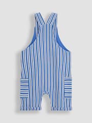 Jojo Maman Bébé Blue 3-Piece Stripe Dungarees & T-Shirt Set with Hat - Image 4 of 9