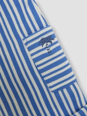 Jojo Maman Bébé Blue 3-Piece Stripe Dungarees & T-Shirt Set with Hat - Image 5 of 9