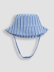Jojo Maman Bébé Blue 3-Piece Stripe Dungarees & T-Shirt Set with Hat - Image 8 of 9