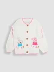 JoJo Maman Bébé Cream Peppa Pig Embroidered 100% Cotton Cardigan - Image 1 of 3