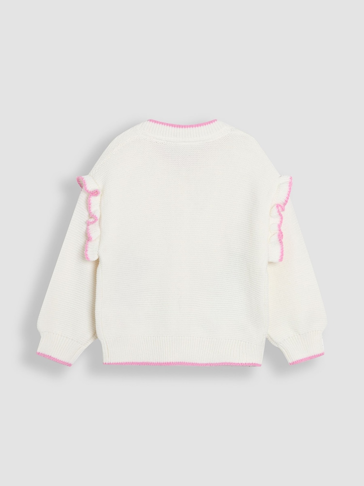 JoJo Maman Bébé Cream Peppa Pig Embroidered 100% Cotton Cardigan - Image 2 of 3