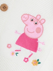 JoJo Maman Bébé Cream Peppa Pig Embroidered 100% Cotton Cardigan - Image 3 of 3