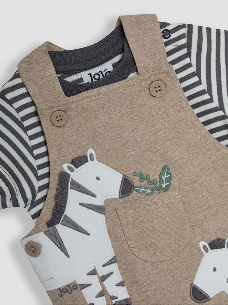 JoJo Maman Bébé Fawn 2-Piece Appliqué Dungarees & T-Shirt Set - Image 6 of 6