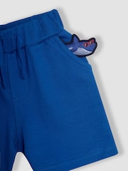 JoJo Maman Bébé Blue Shark 2 Piece Appliqué 100% Cotton T-Shirt & Short Set - Image 6 of 6