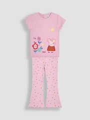 JoJo Maman Bébé Pink 2-Piece Peppa Pig T- Shirt & Flared Leggings Set - Image 1 of 7