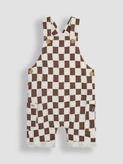 JoJo Maman Bébé Stone 2-Piece Checkerboard Dungarees & T-Shirt Set - Image 2 of 7