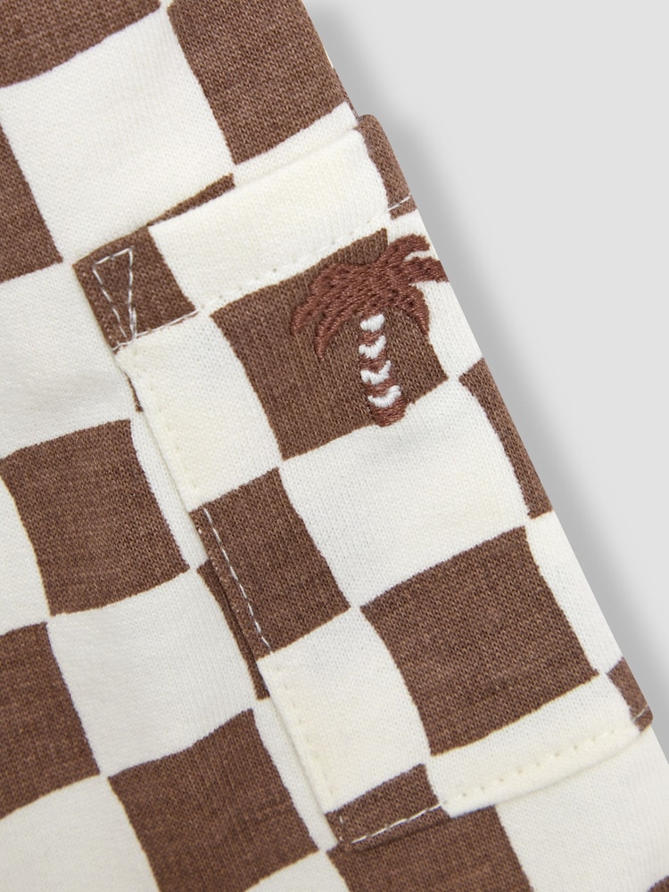 JoJo Maman Bébé Stone 2-Piece Checkerboard Dungarees & T-Shirt Set - Image 7 of 7