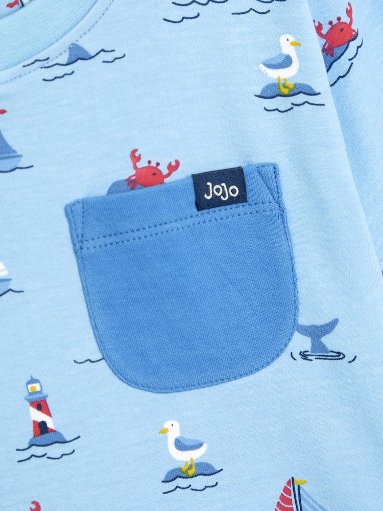 JoJo Maman Bébé Blue Boat 2-Piece T-Shirt & Stripe Shorts Set - Image 6 of 6 JoJo Maman Bébé Blue Boat 2-Piece T-Shirt & Stripe Shorts Set - Image 6 of 6