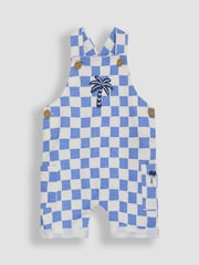 JoJo Maman Bébé Blue 2-Piece Checkerboard Dungarees & T-Shirt Set - Image 2 of 6